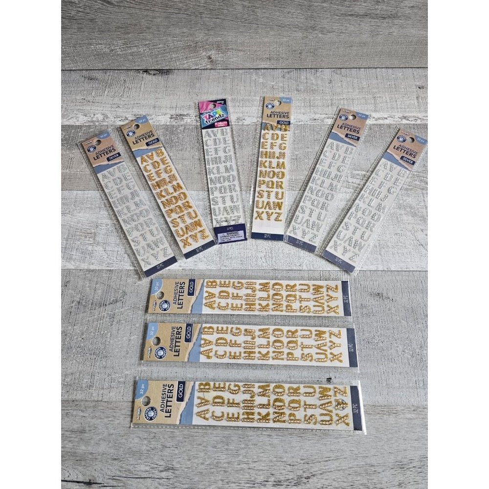Sticker Lot - Alphabet Scrapbooking Stickers Letters Gold Silver Gem Bling #182